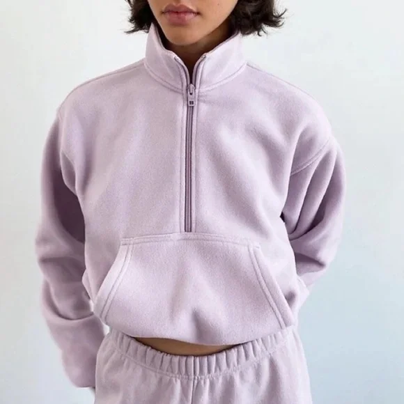 Aritzia TNA Polar Half-Zip Fleece Pullover in Lavender - Picture 2 of 12